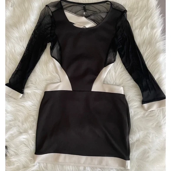 Love Culture | Dresses | Love Culture Black And White Long Sleeve Mesh Mini  Dress | Poshmark